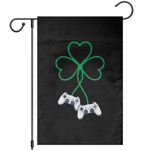 Video Game Lover St Patricks Day with Shamrock Controllers Garden Flag TS11 Black Print Your Wear