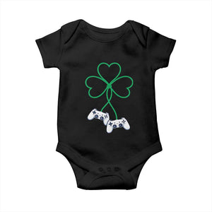 Video Game Lover St Patricks Day with Shamrock Controllers Baby Onesie TS11 Black Print Your Wear