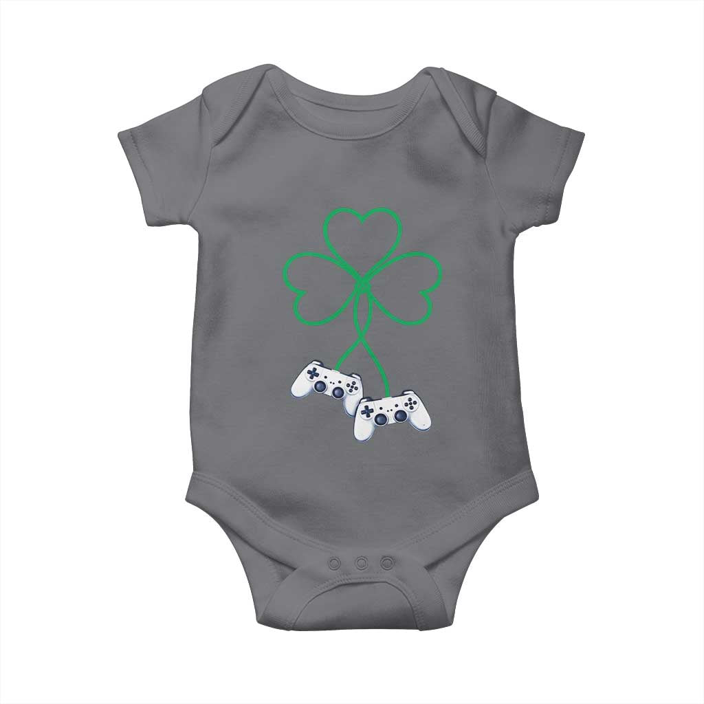 Video Game Lover St Patricks Day with Shamrock Controllers Baby Onesie TS11 Charcoal Print Your Wear