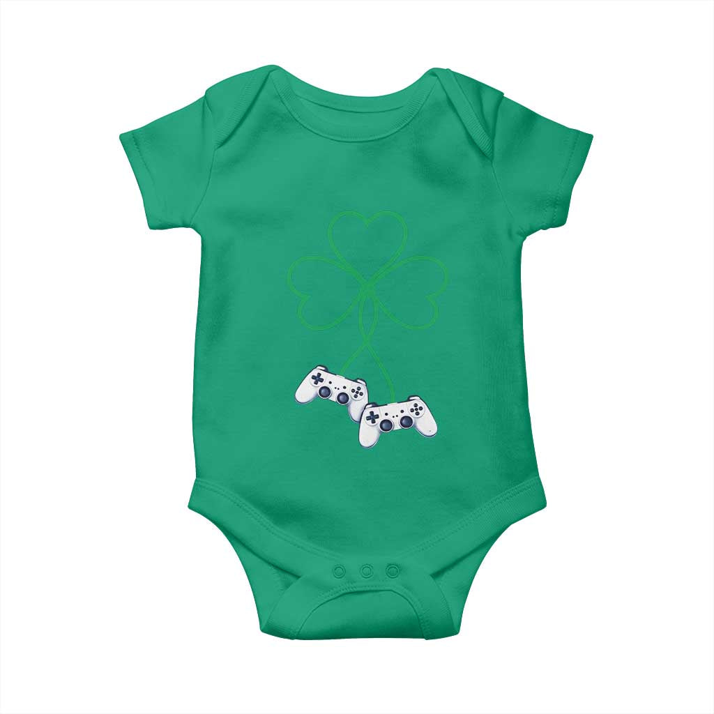Video Game Lover St Patricks Day with Shamrock Controllers Baby Onesie TS11 Irish Green Print Your Wear