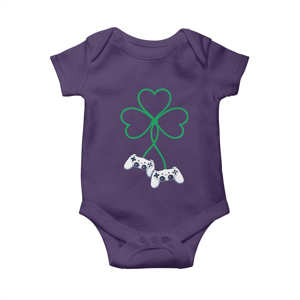 Video Game Lover St Patricks Day with Shamrock Controllers Baby Onesie TS11 Purple Print Your Wear
