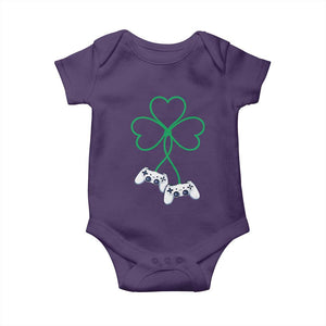 Video Game Lover St Patricks Day with Shamrock Controllers Baby Onesie TS11 Purple Print Your Wear