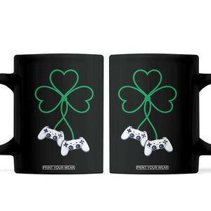 Video Game Lover St Patricks Day with Shamrock Controllers Coffee Mug TS11 Black Print Your Wear