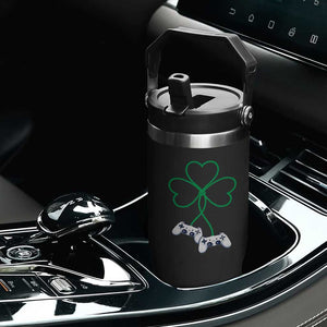 Video Game Lover St Patricks Day with Shamrock Controllers Flip Straw Tumbler TS11 Print Your Wear