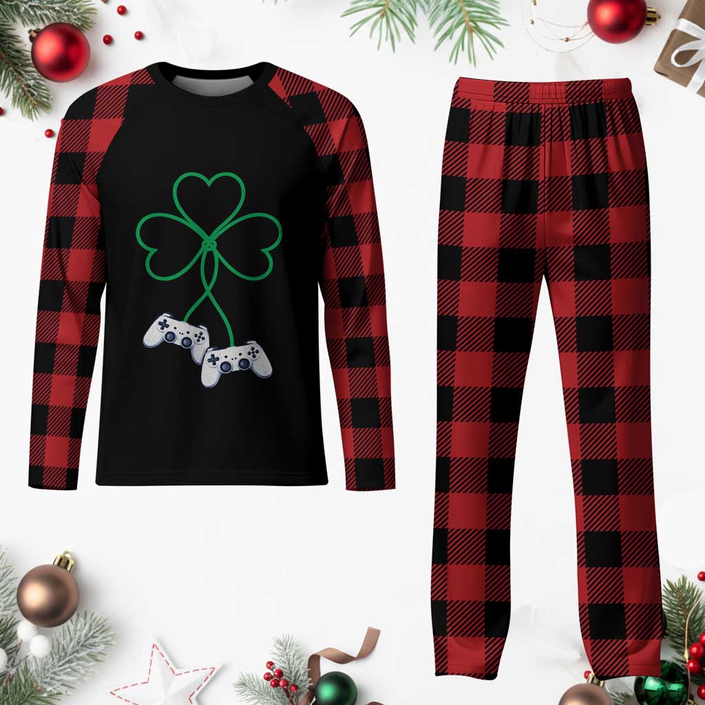 Video Game Lover St Patricks Day with Shamrock Controllers Plaid Pajama Set TS11 Buffalo Plaid Print Your Wear
