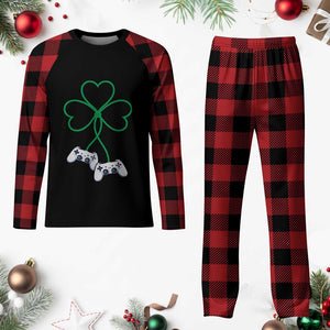 Video Game Lover St Patricks Day with Shamrock Controllers Plaid Pajama Set TS11 Buffalo Plaid Print Your Wear