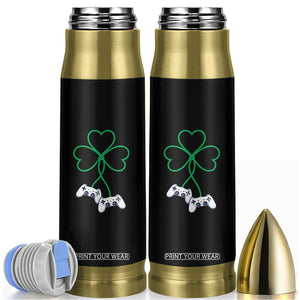 Video Game Lover St Patricks Day with Shamrock Controllers Bullet Tumbler TS11 Black Print Your Wear