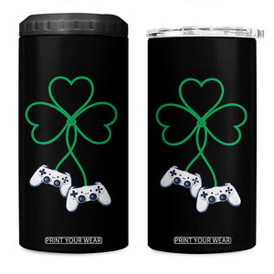 Video Game Lover St Patricks Day with Shamrock Controllers 4 in 1 Can Cooler Tumbler TS11 One Size: 16 oz Black Print Your Wear