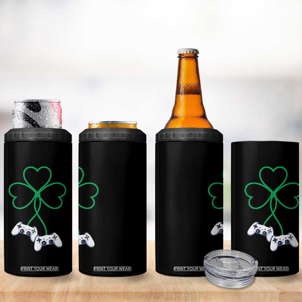 Video Game Lover St Patricks Day with Shamrock Controllers 4 in 1 Can Cooler Tumbler TS11 Print Your Wear