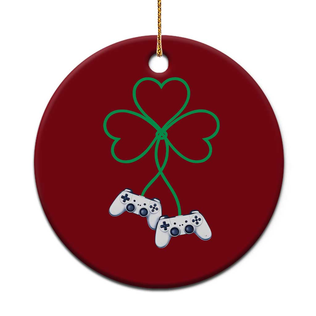 Video Game Lover St Patricks Day with Shamrock Controllers Ceramic Ornament TS11 1pc Red Print Your Wear