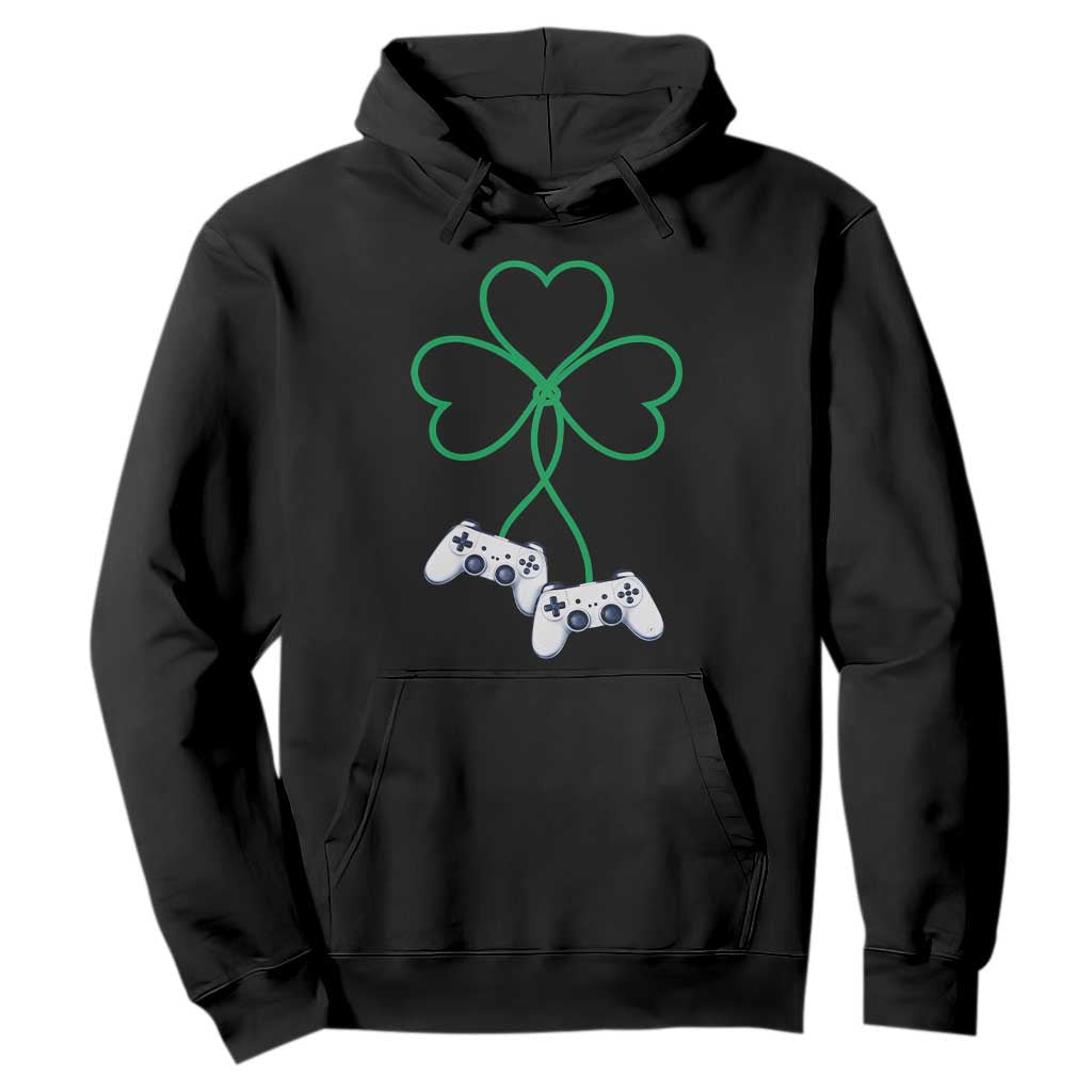Video Game Lover St Patricks Day with Shamrock Controllers Hoodie TS11 Black Print Your Wear
