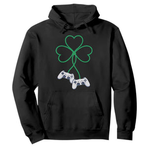 Video Game Lover St Patricks Day with Shamrock Controllers Hoodie TS11 Black Print Your Wear