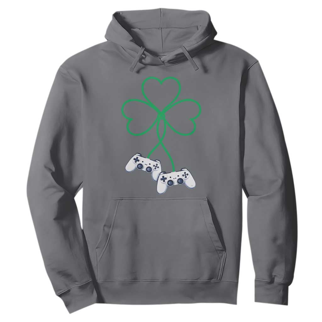 Video Game Lover St Patricks Day with Shamrock Controllers Hoodie TS11 Charcoal Print Your Wear
