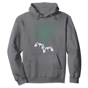 Video Game Lover St Patricks Day with Shamrock Controllers Hoodie TS11 Charcoal Print Your Wear