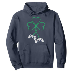 Video Game Lover St Patricks Day with Shamrock Controllers Hoodie TS11 Navy Print Your Wear