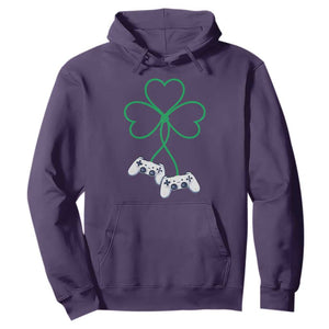 Video Game Lover St Patricks Day with Shamrock Controllers Hoodie TS11 Purple Print Your Wear