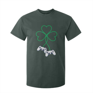Video Game Lover St Patricks Day with Shamrock Controllers T Shirt For Kid TS11 Dark Forest Green Print Your Wear