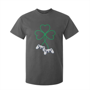 Video Game Lover St Patricks Day with Shamrock Controllers T Shirt For Kid TS11 Dark Heather Print Your Wear