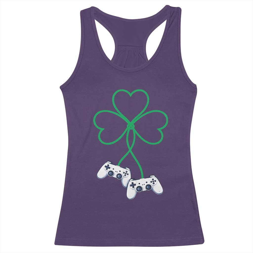 Video Game Lover St Patricks Day with Shamrock Controllers Racerback Tank Top TS11 Purple Print Your Wear