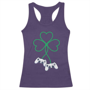 Video Game Lover St Patricks Day with Shamrock Controllers Racerback Tank Top TS11 Purple Print Your Wear