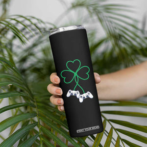 Video Game Lover St Patricks Day with Shamrock Controllers Skinny Tumbler TS11 Print Your Wear