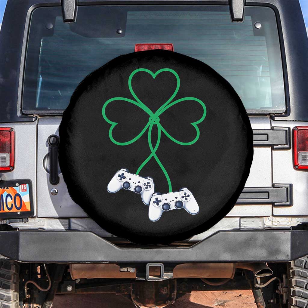 Video Game Lover St Patricks Day with Shamrock Controllers Spare Tire Cover TS11 No hole Black Print Your Wear