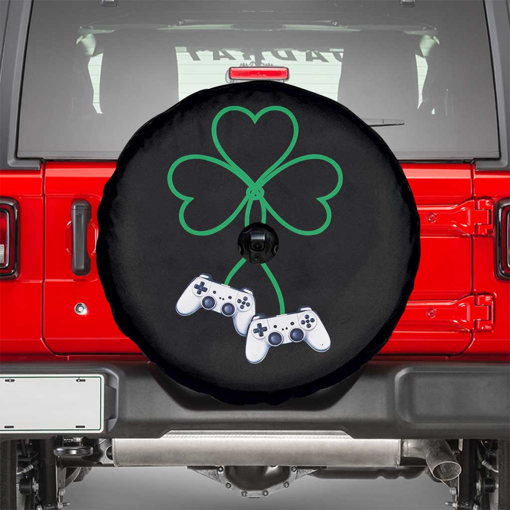Video Game Lover St Patricks Day with Shamrock Controllers Spare Tire Cover TS11 Black Print Your Wear