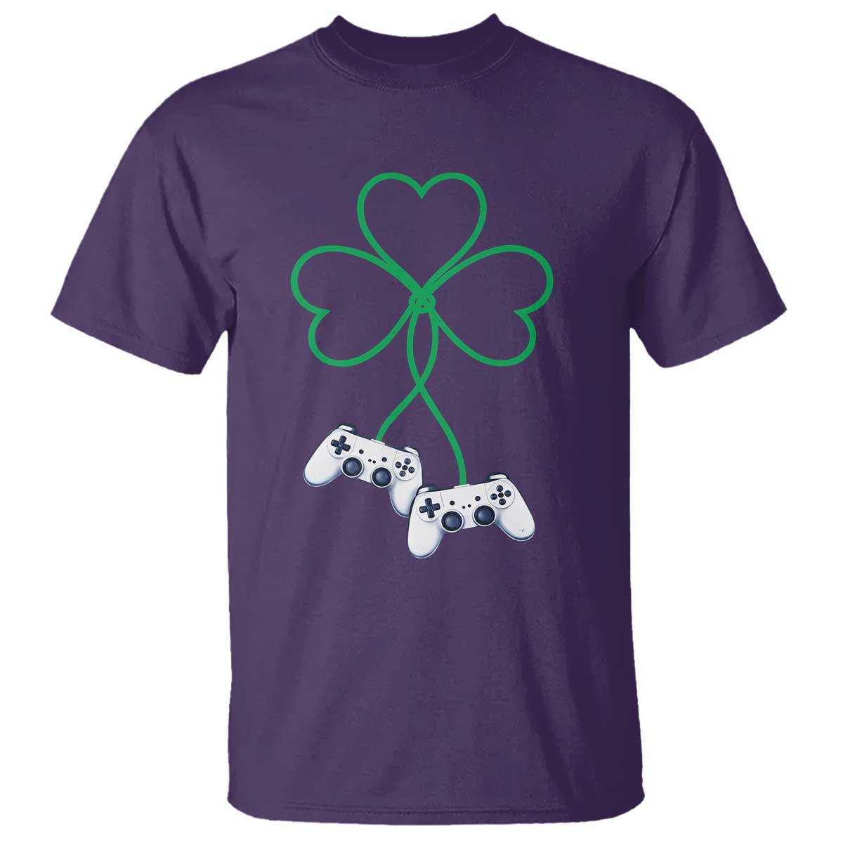 Video Game Lover St Patricks Day with Shamrock Controllers T Shirt TS11 Purple Print Your Wear