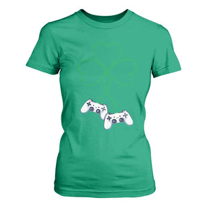 Video Game Lover St Patricks Day with Shamrock Controllers T Shirt For Women TS11 Irish Green Print Your Wear
