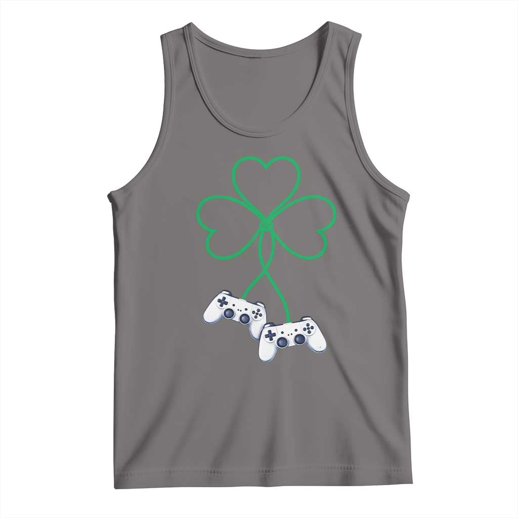 Video Game Lover St Patricks Day with Shamrock Controllers Tank Top TS11 Deep Heather Print Your Wear