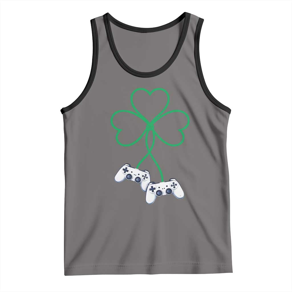 Video Game Lover St Patricks Day with Shamrock Controllers Tank Top TS11 Deep Heather Black Print Your Wear