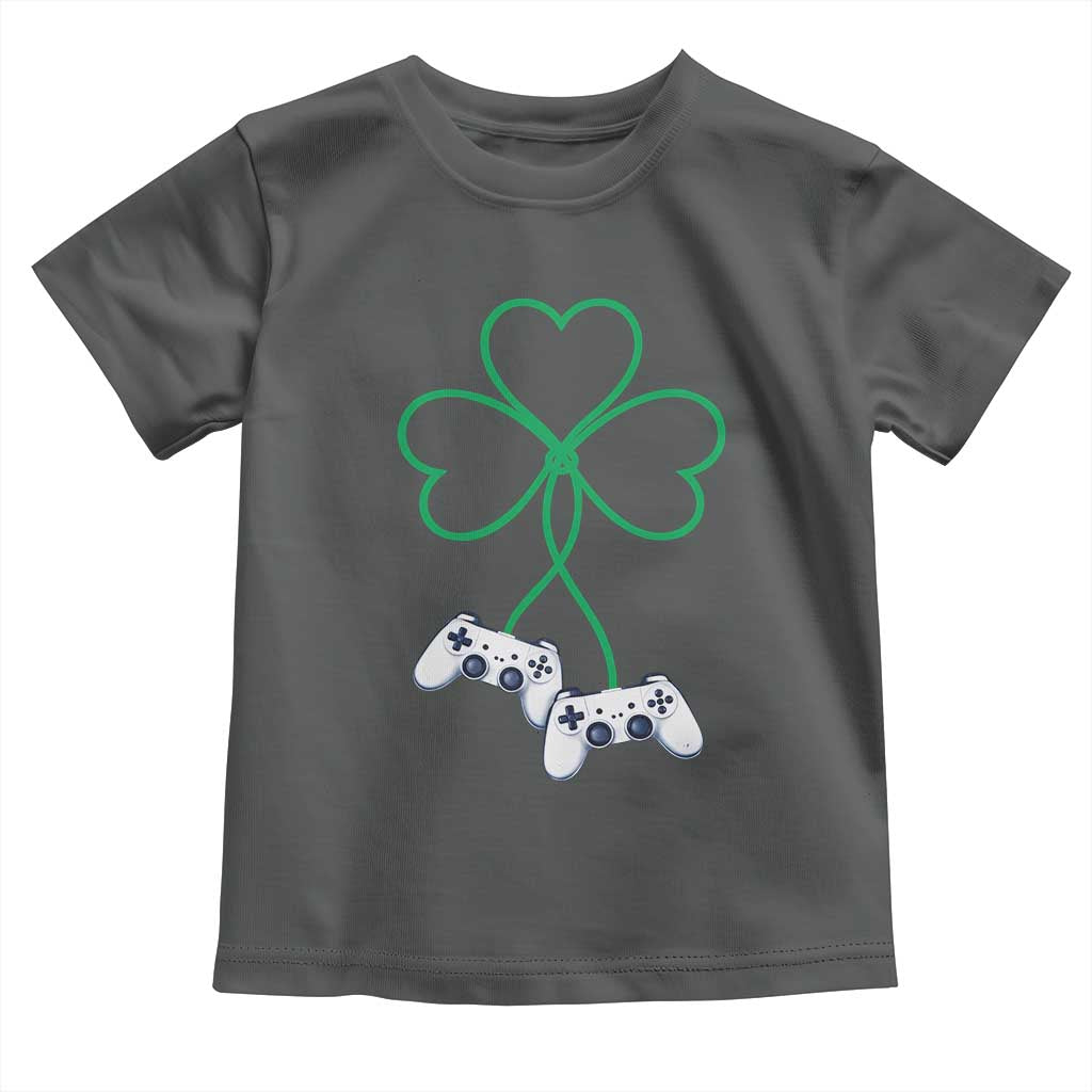 Video Game Lover St Patricks Day with Shamrock Controllers Toddler T Shirt TS11 Dark Heather Print Your Wear