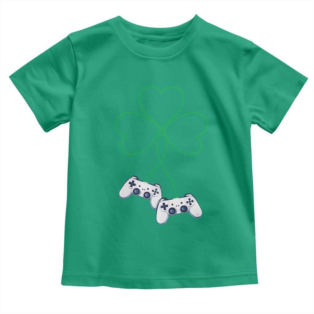 Video Game Lover St Patricks Day with Shamrock Controllers Toddler T Shirt TS11 Irish Green Print Your Wear