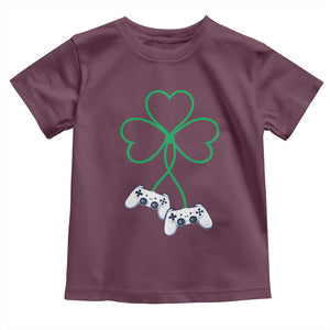Video Game Lover St Patricks Day with Shamrock Controllers Toddler T Shirt TS11 Maroon Print Your Wear