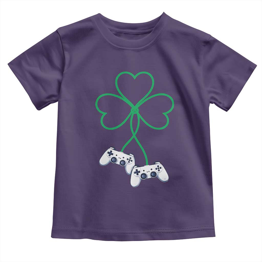 Video Game Lover St Patricks Day with Shamrock Controllers Toddler T Shirt TS11 Purple Print Your Wear