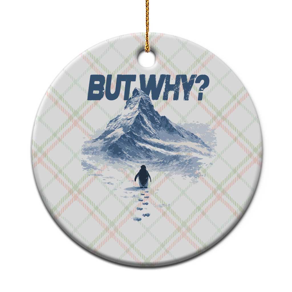 Penguin But Why Ceramic Ornament Funny Penguin Snowy Mountain Meme TS11 1pc Christmas Plaid Print Your Wear
