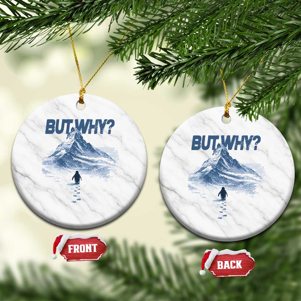 Penguin But Why Ceramic Ornament Funny Penguin Snowy Mountain Meme TS11 1pc White Marble Print Your Wear