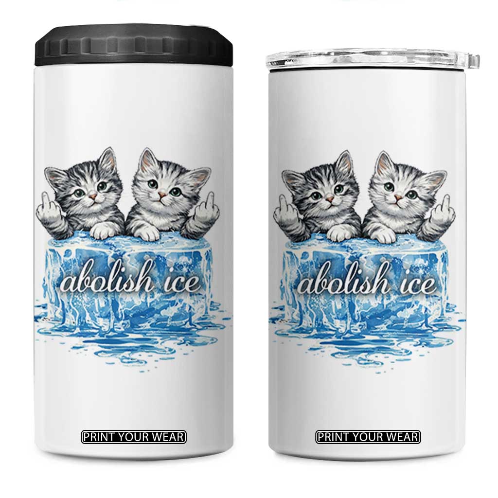 Abolish Ice 4 in 1 Can Cooler Tumbler Cute Cat Melting Ice Pro Immigrant TS11 One Size: 16 oz White Print Your Wear