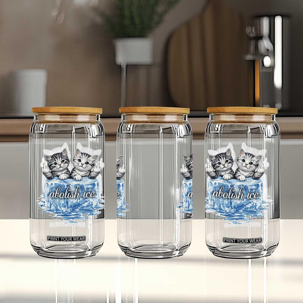 Abolish Ice Glass Can Cute Cat Melting Ice Pro Immigrant TS11 Print Your Wear