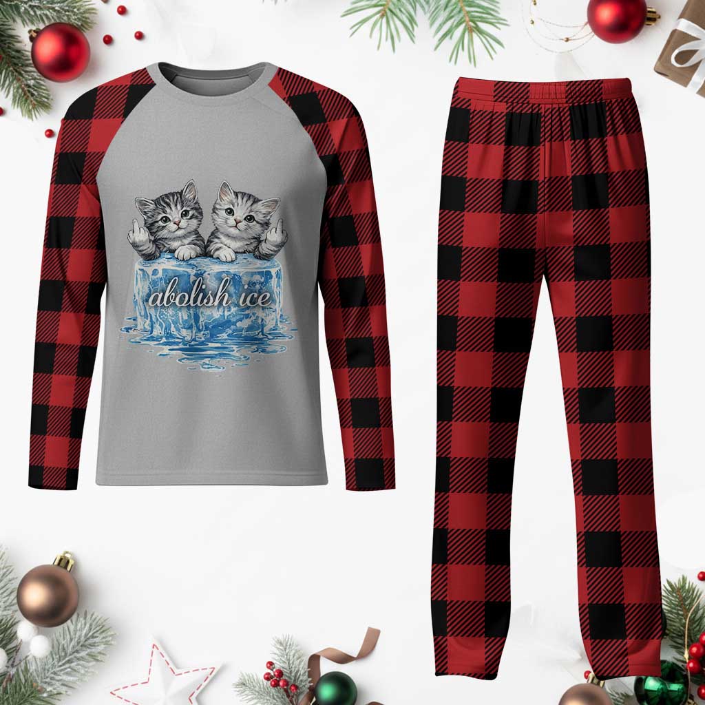 Abolish Ice Plaid Pajama Set Cute Cat Melting Ice Pro Immigrant TS11 Buffalo Plaid Print Your Wear
