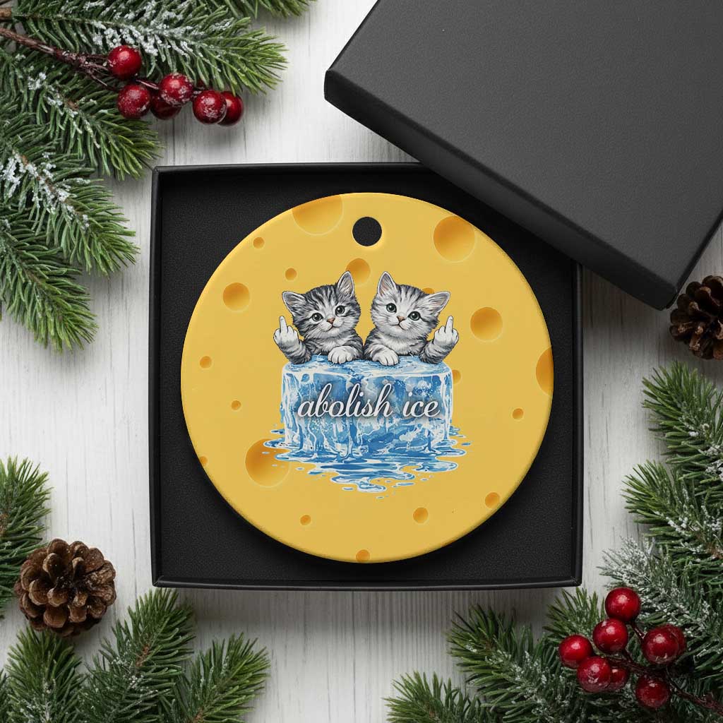 Abolish Ice Ceramic Ornament Cute Cat Melting Ice Pro Immigrant TS11 1pc Yellow Cheese Print Your Wear