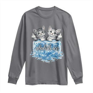 Abolish Ice Long Sleeve Shirt Cute Cat Melting Ice Pro Immigrant TS11 Charcoal Print Your Wear