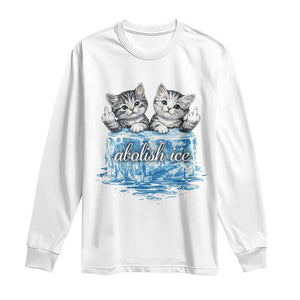 Abolish Ice Long Sleeve Shirt Cute Cat Melting Ice Pro Immigrant TS11 White Print Your Wear