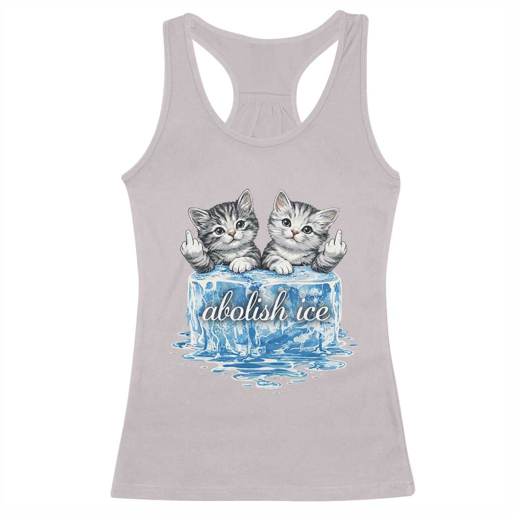Abolish Ice Racerback Tank Top Cute Cat Melting Ice Pro Immigrant TS11 Ice Gray Print Your Wear