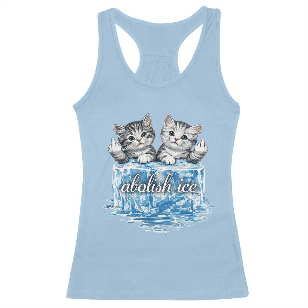Abolish Ice Racerback Tank Top Cute Cat Melting Ice Pro Immigrant TS11 Light Blue Print Your Wear