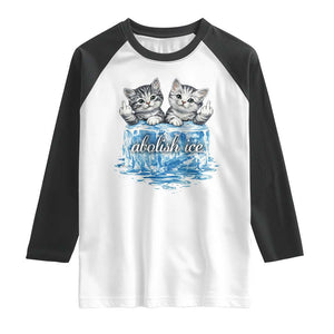 Abolish Ice Raglan Shirt Cute Cat Melting Ice Pro Immigrant TS11 White Black Print Your Wear