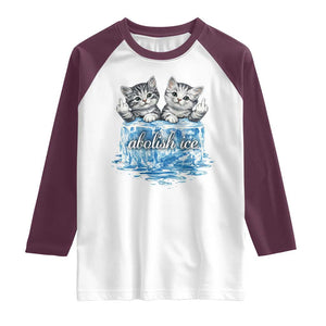 Abolish Ice Raglan Shirt Cute Cat Melting Ice Pro Immigrant TS11 White Maroon Print Your Wear