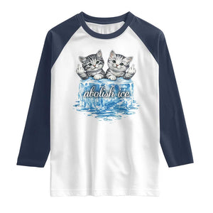 Abolish Ice Raglan Shirt Cute Cat Melting Ice Pro Immigrant TS11 White Navy Print Your Wear