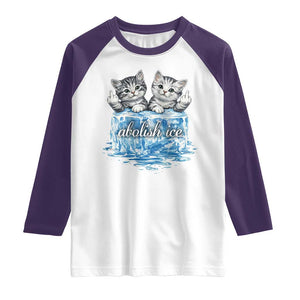 Abolish Ice Raglan Shirt Cute Cat Melting Ice Pro Immigrant TS11 White Purple Print Your Wear