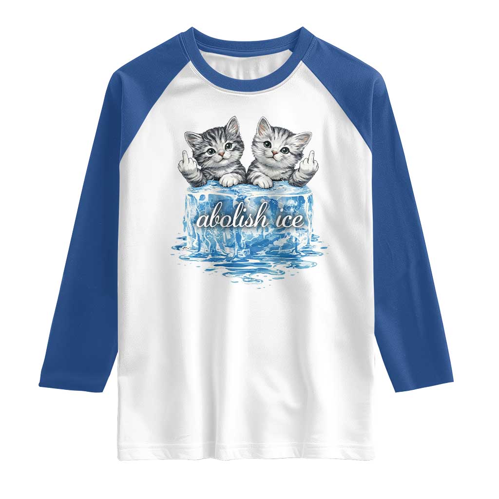 Abolish Ice Raglan Shirt Cute Cat Melting Ice Pro Immigrant TS11 White Royal Print Your Wear